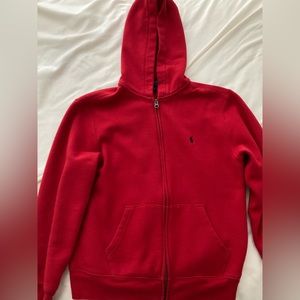 Red Polo Ralph Lauren cotton blend fleece hoodie